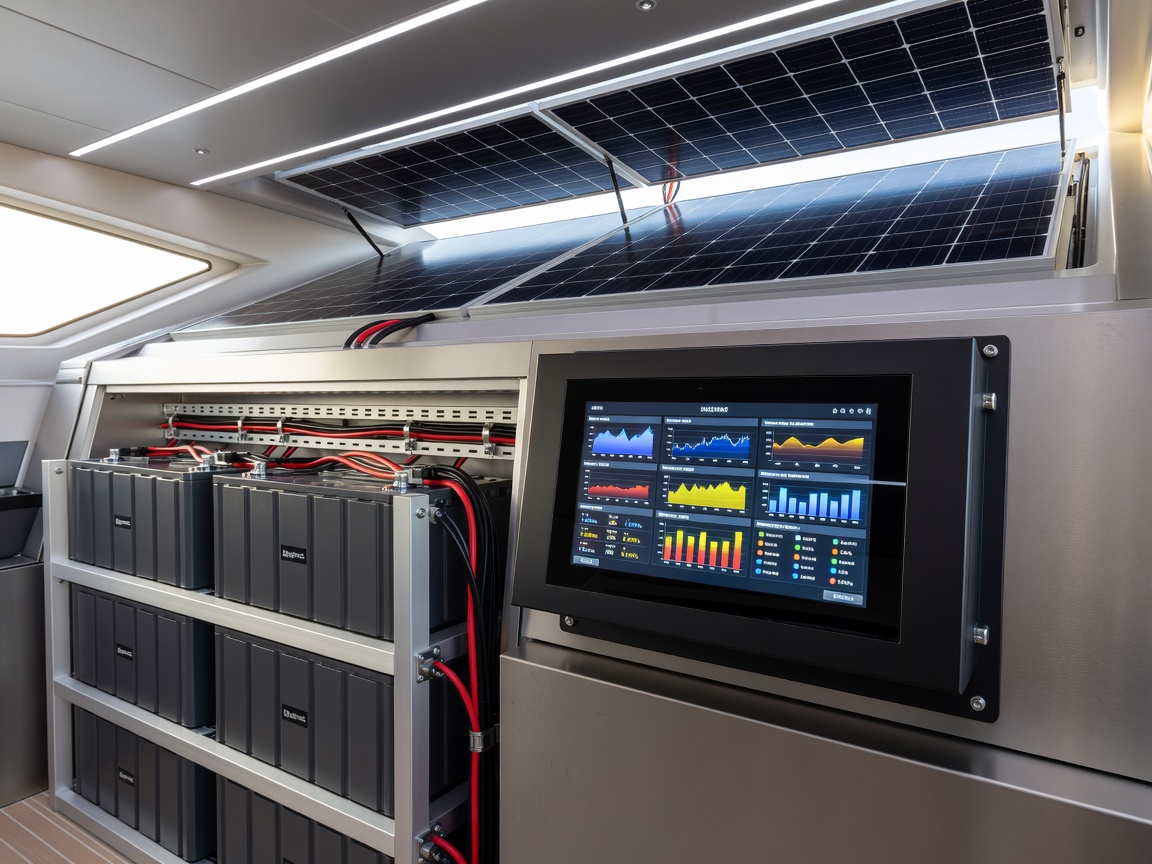Yacht electrical solar battery array telemetry unit